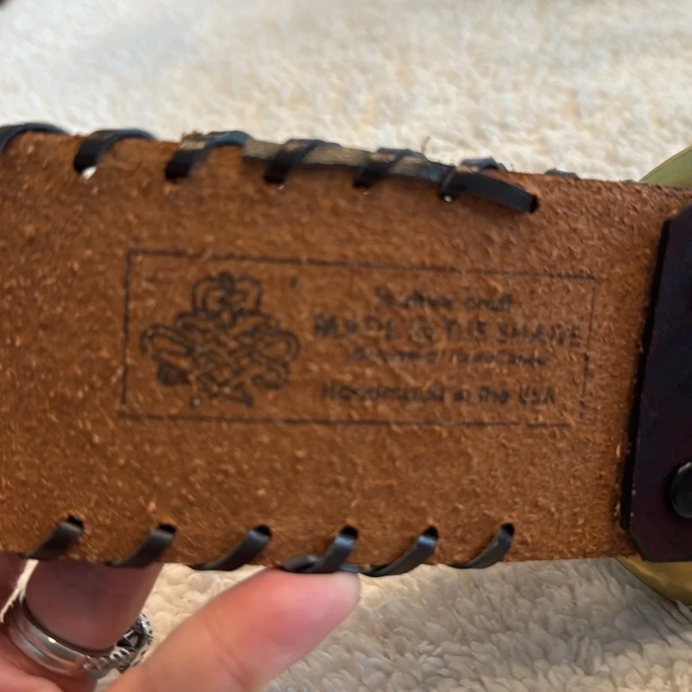 Made in the Shade Leather Belt Solid Brass Buckle Made in USA Unisex handcrafted
